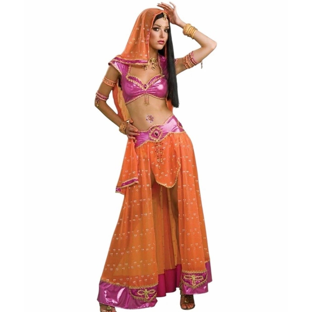 Secret Wishes Bollywood Dancer Costume Set Pink Orange Small New